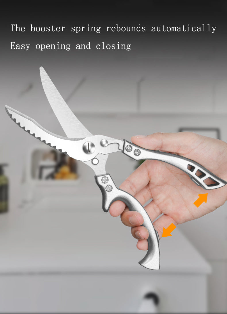 MultiCut Stainless Steel Kitchen Scissors: Versatile Cutting Tool for Meat, Poultry, Fruits, and Fish